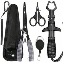 Accesorios de pesca multifuncionales: alicates de pesca de acero inoxidable, resistentes al agua de mar, herramientas de pesca al aire libre, regalos para hombres - FT-028-gris a cuadros - Ver 1