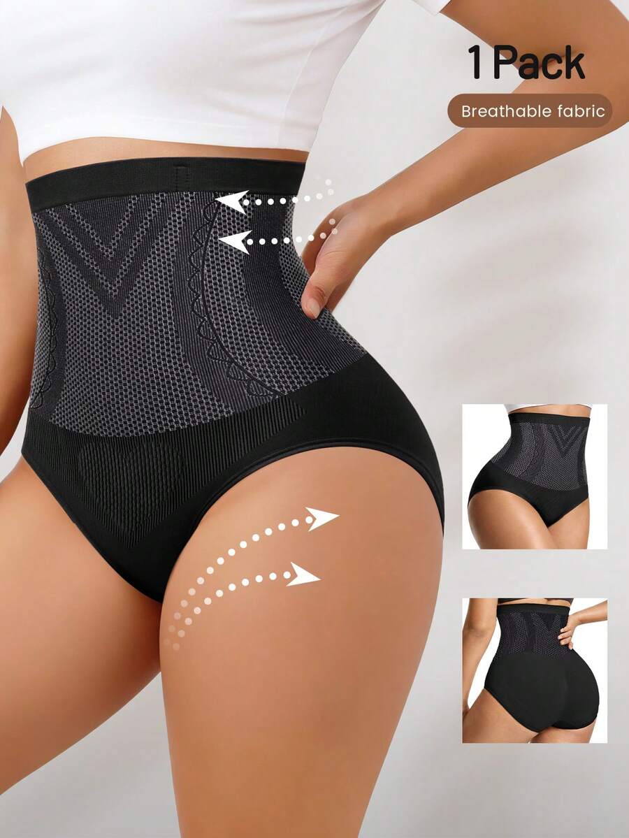 Moldeador corporal para mujer de talla grande, pantalón moldeador sin costuras de cintura alta, unicolor, control del abdomen