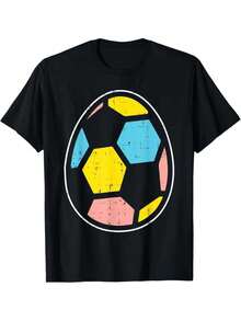 SoftT-shirtCamiseta divertida de portero de fútbol para hombre, estampado de fútbol con hexágonos coloridos - Ropa deportiva casual de manga corta transpirable, adecuada para jugadores de fútbol, aficionados, atuendos de Pascua - Camiseta blanca de cuello redondo, camiseta de fútbol para hombreBreathable Cotton Tee, All Matchcool - Negro - Ver 1