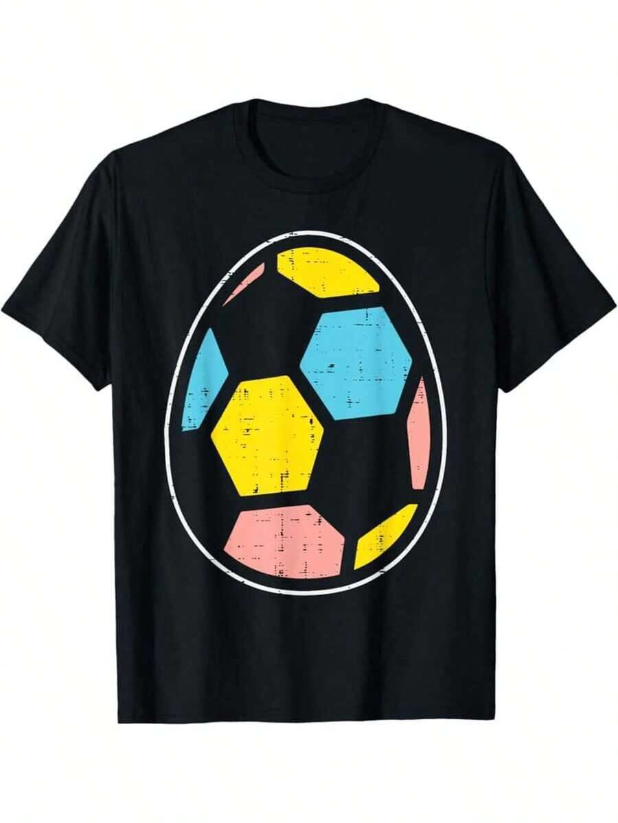 SoftT-shirtCamiseta divertida de portero de fútbol para hombre, estampado de fútbol con hexágonos coloridos - Ropa deportiva casual de manga corta transpirable, adecuada para jugadores de fútbol, aficionados, atuendos de Pascua - Camiseta blanca de cuello redondo, camiseta de fútbol para hombreBreathable Cotton Tee, All Matchcool - Negro - Ver 1