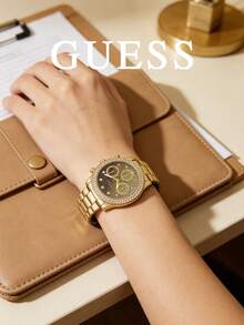 GUESS Sol 女士金色水晶装饰多功能手表 - 香檳金 - 查看 4