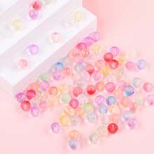60pcs Frosted Gradient Glass Beads, Multi-Use Loose Round Beads For DIY Jewelry, Keychains, Home Decor Crafts - Multicolor - View 6