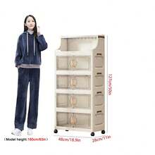40cm/15,7in - 60cm/23,6in breiter Kunststoff-Aufbewahrungsschrank, mehrstöckige faltbare Aufbewahrungsbox, Küchen- und Essbesteck-Schrank, Küchenorganizer-Regal, Wohnzimmer-Spielzeug-Schrank, schmaler Spalt-Organizer, Küchen-Schmalschrank, Weihnachtsgeschenk, Aufbewahrungsbox, Unterbett-Aufbewahrung - transparent - Übersicht 15