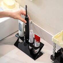 1pc Toothbrush Holder & Organizer Rack, Multifunctional Bathroom Countertop Storage Shelf, Combines Aesthetics And Practicality - Multicolor - View 4