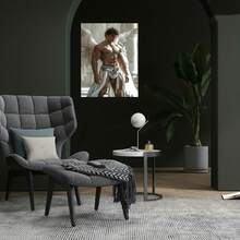 2D Plano, 1 Pieza Pintura en Lienzo Sin Marco 2D, Arte Plano 2D, 1 Pieza Pintura al Óleo Moderna de Ángel Masculino Sin Marco - Obra de Arte de Ángel Masculino con Alas Blancas, Figura Similar a un Dios Griego, Adecuada para Decoración de Paredes en Hogar y Oficina, Regalo de Temporada para - Enmarcado - Ver 2