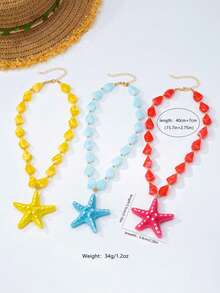 1件海洋风多巴胺亚克力海星吊坠项链，适合女士夏季海滩、派对佩戴 - 海星2 - 查看 8