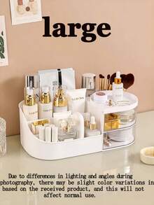 Skincare Product Storage Box, Vanity Storage Box With Drawers, Desktop Cosmetic Storage Box, Containing Lipsticks, Brushes, Eyeshadows And Makeup Brushes, For Desktop Organization. - View 12