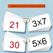 90pcs Multiplication And Division Table Cards - Random Color Rings - Math Formula Memorization Parent-Child Learning - Math Addition Subtraction 99 Multiplication Division Educational Toy, Interactive Learning, Durable Paper Small Gift - A - View 3
