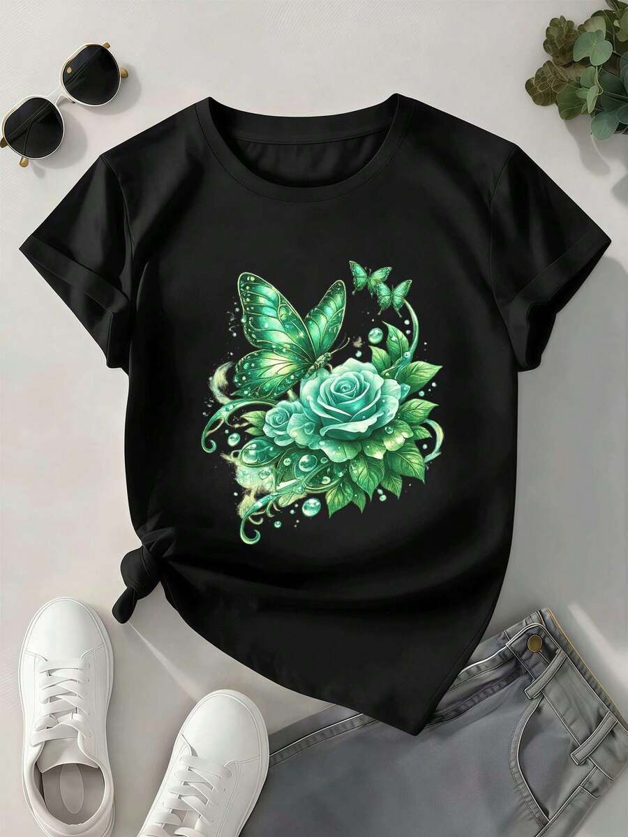 Dam-T-shirts - Svart - Visa 1
