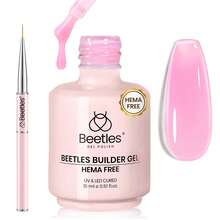 Beetles Builder Gel Low Heat Clear Gel Builder For Natural Nails Building Apex & Strengthener Extension With Detachable Liner Nail Brush For Beginner DIY Salon At Home,UV&LED Lamp Needed - 玫瑰粉 - 查看 8