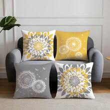 4 buc. fețe de pernă decorative cu model floral geometric și păpădie, material catifea moale cu aspect de piele de piersică, 45 * 45 cm, pentru decor de casă, dormitor, living, petrecere, canapea, cadou de sărbători (inserțiile de pernă nu sunt incluse) - Multicolor - Vizualizare 7
