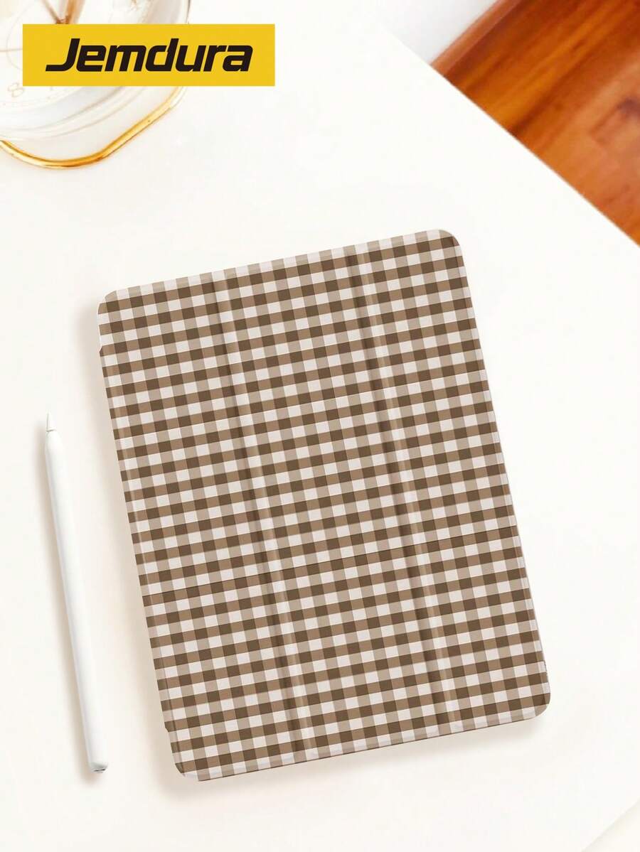 1 件简约双色格子平板电脑保护壳，适用于 Apple iPad 10.2 英寸 2021/2020、iPad 9/10 代、iPad Pro 11 英寸 2025、Galaxy Tab A8 10.5 英寸 2uawei Matepad 10.4，防震，笔架，睡眠/唤醒支持