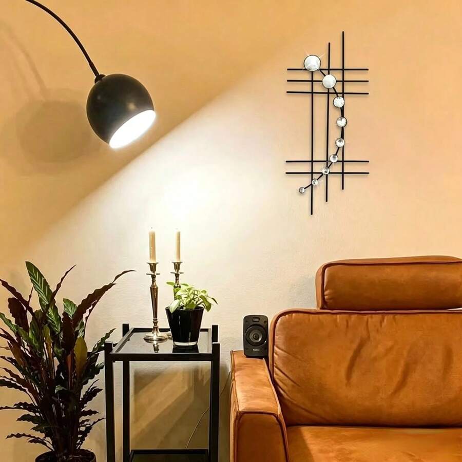 1pc Creative Geometric Wall Decor, Iron Art Display Rack For Living Room, Bedroom, Entryway Background - A - View 1