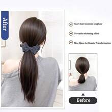Synthetic Bow Banana Clip Long Straight Ponytail One-Piece Natural Fluffy Ponytail Wig - 彩色 - 查看 3