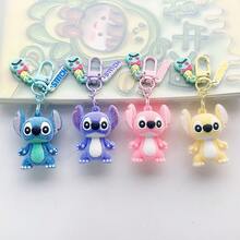 1pc New Flocked Stitch Keychain, Soft Rubber Cartoon Character Key Chain Pendant, Creative PVC Car Key Ring Accessory, Flocked Doll Keychain Backpack Hanging Ornament, Flocked Stitch Keychain Creative Cartoon Schoolbag Pendant Key Chain, Valentine's Day Gift - Stitch - View 2