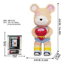 7220 Stücke 16,9 Zoll/43 cm DIY-Serie Partikel Großer Bauklötze Montage Spielzeug, Halb-Körper Mechanischer Bär Spielzeug Erwachsenen Puzzle, Kreative Heimdekoration, Stressabbau Spielzeug, Geeignet für Halloween, Valentinstag, Geburtstag, Weihnachten, Neujahrsgeschenke, Geeignet für Männer und Frauen - Verschiedenfarbig - Übersicht 7
