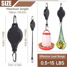 Bộ 3 máng ăn cho gà treo điều chỉnh được, có thể thu gọn | Móc treo dạng con lăn kèm móc trồng cây, phụ kiện, không dùng điện, không cần pin. - màu đen - Xem 6