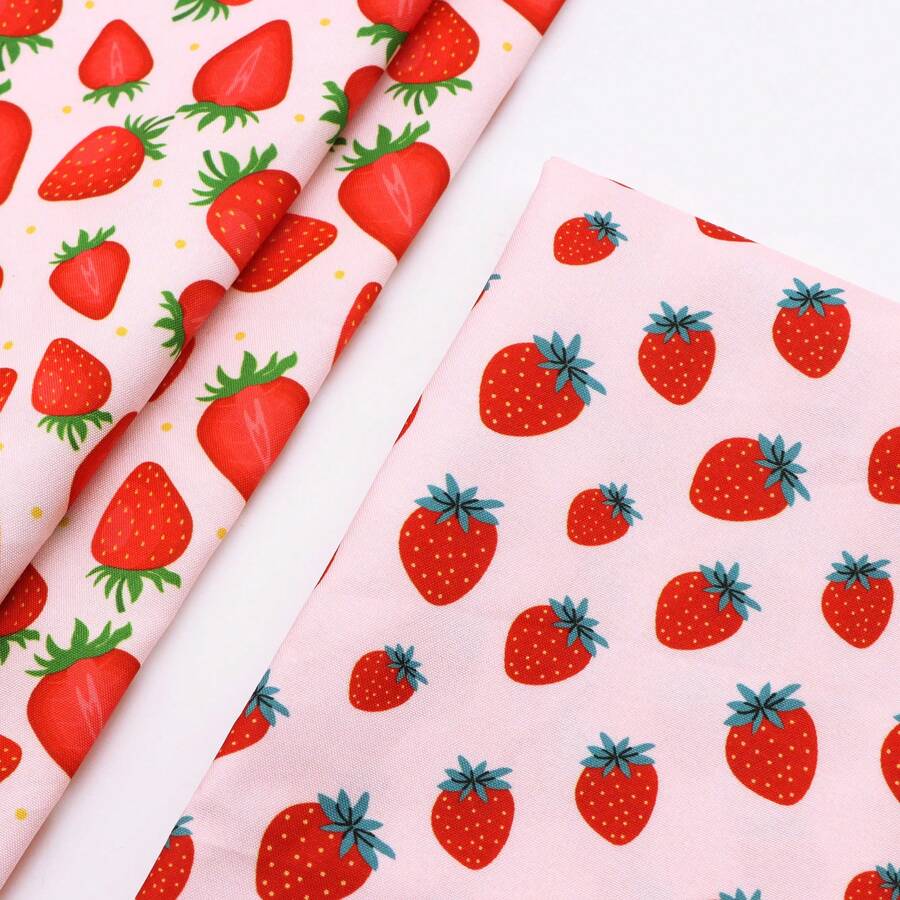 1Pc Fruit Strawberry Polyester Fabric -59x19.68inch(150x50cm) - Soft & Durable Polyester Material, Pre-Cut For DIY Sofa Covers & Handmade Projects,Gift Wrapping,Sewing,Bags,Party Decor, Tablecloths - Default - View 1