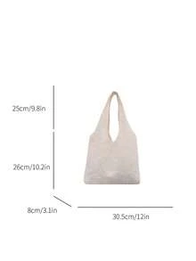 2026 New Korean Style Lace Flower Canvas Tote Bag, Large Capacity Shoulder Bag, Underarm Bag For Commuting, [Lace Flower Pattern Placement Random] - Beige - View 12