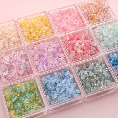 240pcs 4*6mm Glitter Double Hole Oval Beads, Acrylic Pig Nose Beads For Beaded Bag/Bracelet