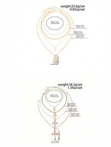 4pcs Vintage Fashionable Multi-Element Metal Cross Pendant Necklace, Layered Charm Necklace Set For Women - Yellow Gold - View 11