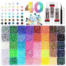 40 Colors Jelly Resin Flat Back Rhinestone Set, Includes Tweezers, Dotting Pen, Glue And Other Tools, Handmade DIY Material Kit, Suitable For Clothing Decoration, Cup Decoration, Diamond Painting And More, Suitable For Various Occasions - A - View 2