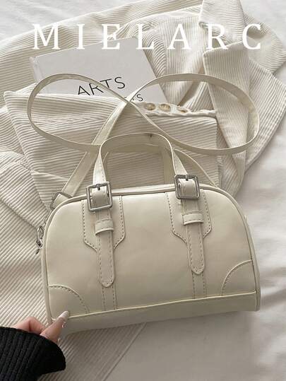 2026新款纯色女士手提包，韩版春季小众复古黑色小号托特单肩斜挎包