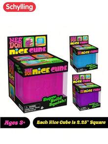 NeeDoh Bộ 10 món đồ chơi mềm hình khối Schylling Nice Cube, 1 món hình vuông 2.25 inch thiết kế siêu mềm dẻo, màu sắc tươi sáng kiểu retro, chất liệu cao su mềm dẻo cao cấp, kết cấu thạch trong suốt, cảm giác chạm mượt mà, không dính, dễ nặn, nhiều màu sắc, đồ chơi giảm căng thẳng kích thích giác quan. - Nhiều màu - Xem 2