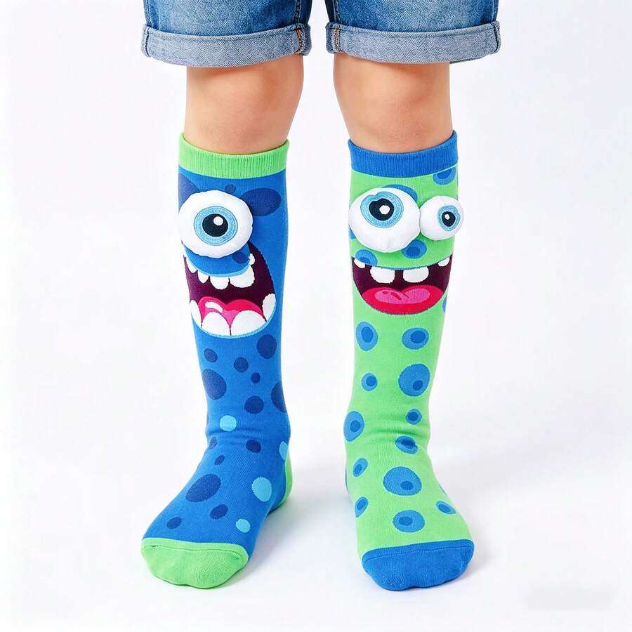 3D Fun Kids' High-Top Socks, One Size, Random Colors, Boy Or Girl MI 3D - ojos - Ver 1