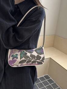 时尚新款刺绣叶子亮片个性化手提包,优雅百搭的拼接闪亮女士单肩包,适合购物、装钱包、年轻女性、大学生、新人、白领等。非常适合办公室、大学、工作、商务、通勤、户外活动、旅行和郊游等场合。 - 彩色 - 查看 5