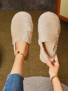 OBOVAY Unisex Simple Solid Color Slip-On Slippers, Flat Memory Foam Indoor Slippers - Anti-fall and Khaki - View 4