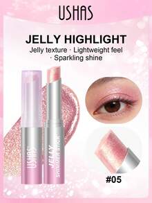 USHAS Jelly Shimmer Stick, Eyeshadow & Highlight Stick, 6 Shades Available, Fine Glitter Finish, Jelly Texture, Smooth & Easy To Apply, Long-Lasting Wear, Travel-Friendly For Multiple Occasions, Portable Makeup For Daily Party Festival - #05 Champagne Diamond Dust - 查看 9