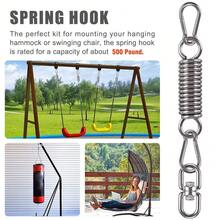 Hammock Chair Hanging Kit Swing Spring Hardware, Heavy Duty Suspension Swivel Hanger Hook For Hanging Chair, Rocking Seat, Porch Swing, Garden, 550 LB - 銀色 - 查看 4
