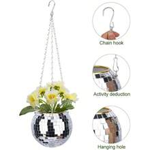 1pc Mirrored Disco Ball Glass Vase With Flat Bottom Disco Ball Stem Flower Pot, 2026 World Cup Party Centerpiece Decor, Home Office Kitchen Bedroom Tabletop Vase, Artificial Plant Stand - Silver - View 11