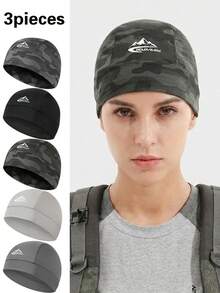 3 piezas Gorras de secado rápido con estampado de calavera - Gorras de ciclismo transpirables de malla UPF50+ - Forros de casco de bicicleta unisex para verano, aptos para correr - Multicolor - Ver 5