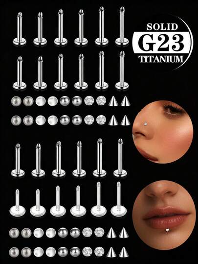 16G 钛钢 Monroe 唇环/唇钉/美杜莎身体饰品/穿刺饰品，男女通用，3mm 球，6/8/10mm 杆长