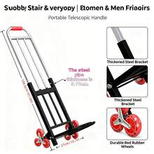 Folding Wheeled Trolley - Featuring Stair-Climbing Wheels And A Convenient Lifting Function, Adjustable Fasteners, And An Easy-To-Lift And Transport Mechanism, This Folding Trolley Is Perfect For Carrying And Transporting Shopping Items - 6輪爬樓車 - 查看 4