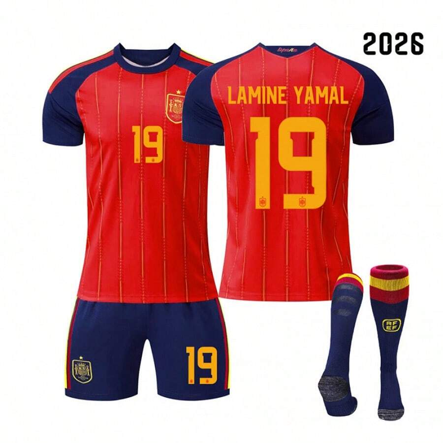 2026 World Cup Soccer Jersey Set, Spain And Germany Jerseys, Men's Sportswear, Men's Soccer Uniforms, Outdoor Sports Soccer Uniforms - 2026 Spanish Home Team #19 Star Player + Socks - View 1