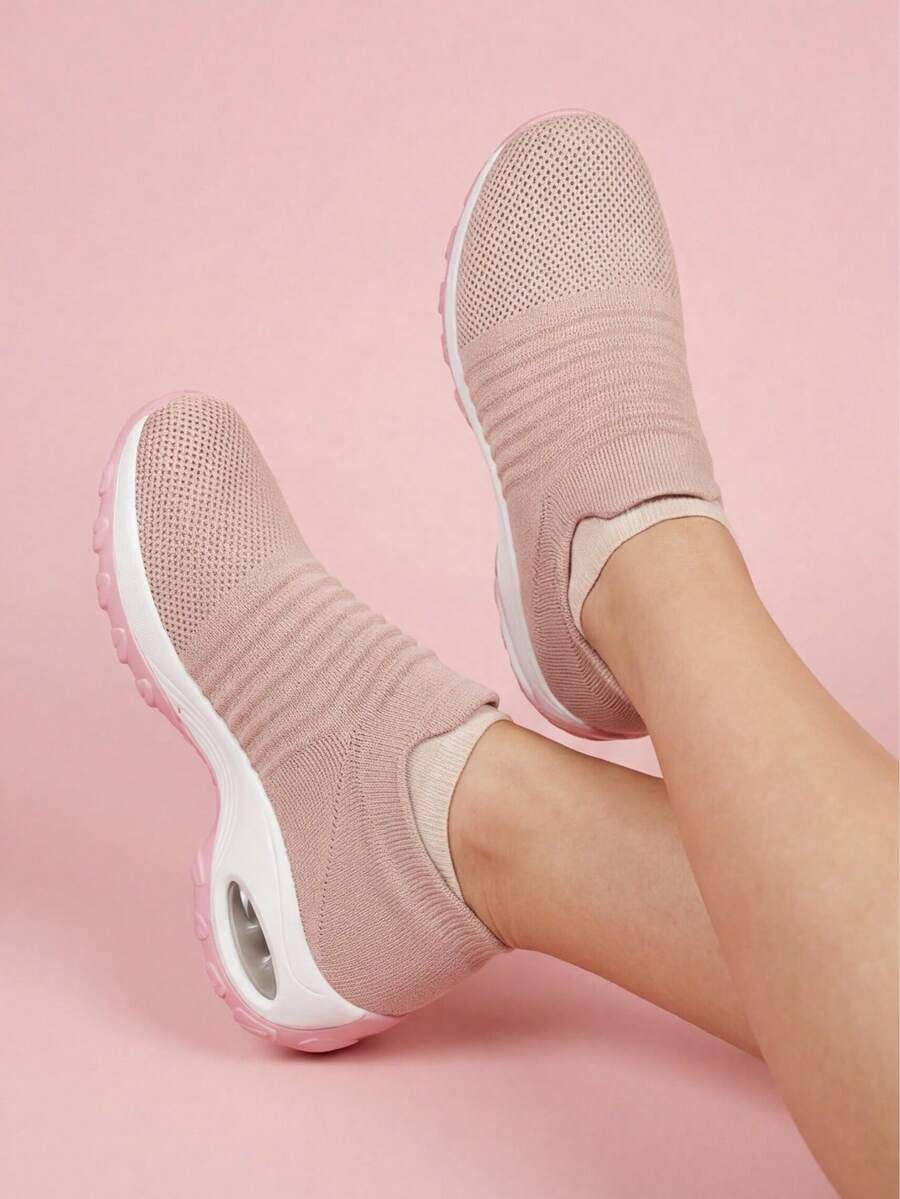 Women's Air Cushion Shock Absorbing Casual Knit Slip-On Sneakers, Dancewear & Rocker Shoes