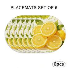 A Circular Placemat With Fresh Lemon And Green Leaves As Patterns, Suitable For Use In Spring, Summer, Autumn, And Winter. It Adopts A Multi-Color Pattern Design And Is Woven From 100% Polyester Fiber. The Size Is 15 * 15 Inches And Can Be Machine Washed With Polyester Placemats. - Multicolor - View 14