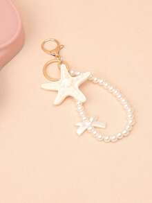 1件夏季风海星配饰，百搭蝴蝶结珍珠链简约友谊礼品袋挂饰 - 白色 - 查看 4