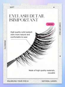 7 Pairs Cartoon Wet Look False Eyelashes, Elongated Tip False Eyelashes, Anime Cat Eye False Eyelashes, Natural Makeup Effect, Thin Faux Mink False Eyelashes, 3D Short Soft False Eyelashes, Transparent Band Eyelash Extension Makeup - Black - View 2