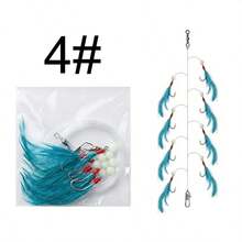 Rig Sabiki de 8 ganchos, Rig de plumas, Cebo biológico con plumas de pollo con púas, hecho a mano para pesca de agua salada y agua dulce - Multicolor - Ver 9