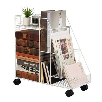 Compact Rolling Iron Storage Cart Under Desk Organiser For Home Office