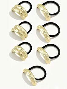 7个/6个/5个/1个独特金属质感弹力发圈，百搭简约发带，复古优雅发饰 - 彩色 - 查看 9