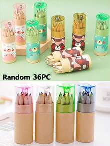 36 piezas Juego de lápices de colores cortos y creativos en tubo, mini lindos con sacapuntas incorporado, lápices de dibujo y colorear para estudiantes, adecuado para útiles escolares, regalos de papelería, surtido de colores aleatorios - por defecto - Ver 14