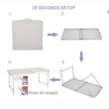 Heavy Duty Stainless Steel Folding Table Extra-Long 4-Foot Portable Height Adjustable With Sturdy Steel Frame HDPE Tabletop Strong Large Foldable Table For Camping Picnic Wedding Party - White - View 6