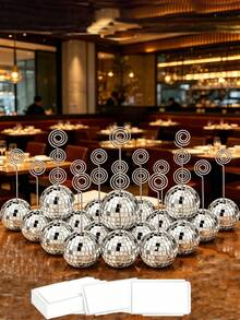 Bộ 2/4/6 giá đỡ thẻ, ảnh và số bàn hình quả cầu disco, giá đỡ màu bạc với dây xoắn, giá đỡ hình quả cầu disco dùng để trưng bày thực đơn, trong đám cưới, tiệc tùng và sinh nhật. - Hộp đựng danh thiếp + danh thiếp chủ đề vũ trường - Xem 2