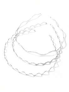 3 Packs Fashion Women's Gold Metal Wavy Headband, Curved Headband, Geometric Thin Headband, Suitable For Daily, Party, Elegant Occasions, Hairband, Headband, Hair Accessories,Festival,Birthday - Gold - View 6