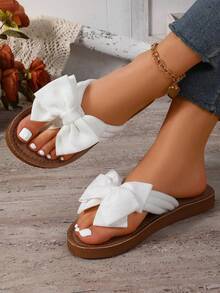 Kate Miuch Women's Spring/Summer French Style Sweet & Cute Bow Tie Sandals, Suitable For Pairing With Dresses, Ideal For Valentine's Day, Beach, Vacation, Shopping, Wedding Attendance. White Bowknot Sandals, Summer Footwear, Bohemian Style, Fresh & Natural, Beautiful & Charming, Comfortable, Lightweight & Breathable.  Sandalias De Mujer Elegante Tenis Tenis Para Mujer Sandalias Elegantes De Mujer Zapatos De Mujer Tacones De Mujer Elegantes Zapatos Elegantes De Mujer Zapatillas Para Mujer Zapatos De Mujer Tacones Zapatillas Elegantes De Mujer Flip Flops Platform Heels For Women Wedge Heels For Women Jelly Sandals Women Botas Vaqueras Para Mujeres Platform Heels Jelly Sandals Jelly Sandals Birkenstocks Mother Gifts - 白色 - 查看 2